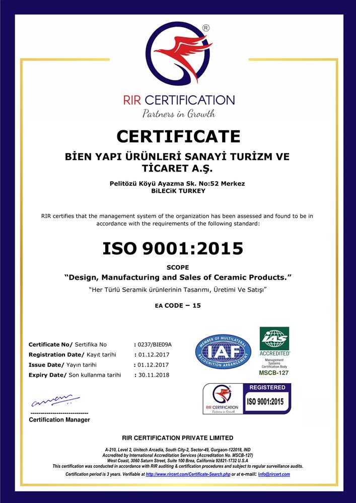 BİLECİK ISO 9001:2015 QUALITY MANAGEMENT SYSTEM (ENG)
