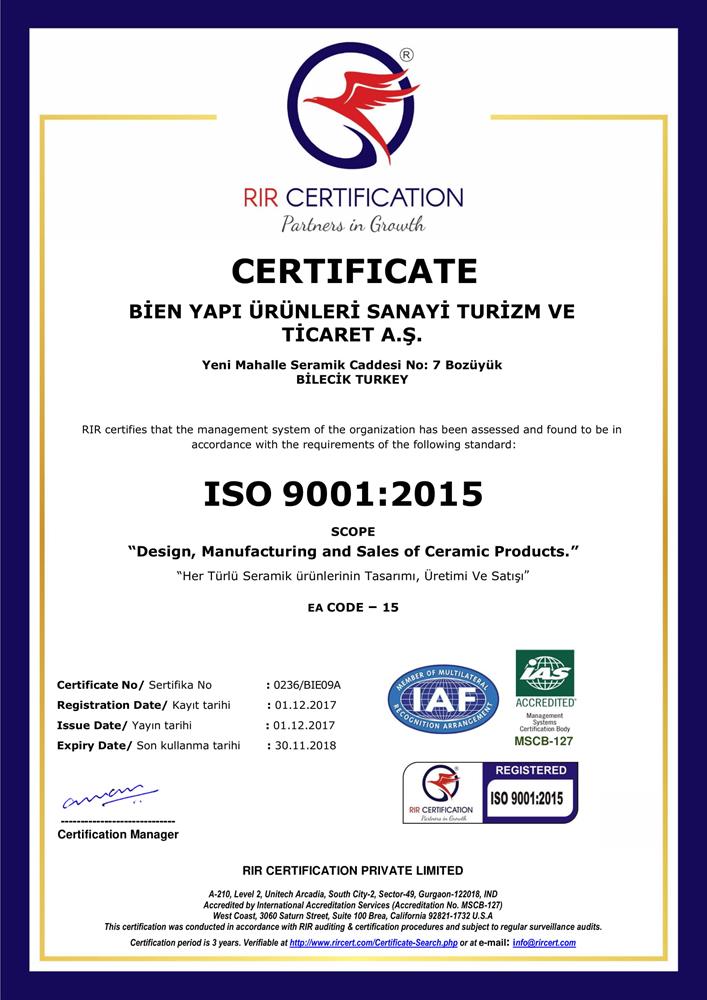 BOZÜYÜK ISO 9001:2015 QUALITY MANAGEMENT SYSTEM (ENG)
