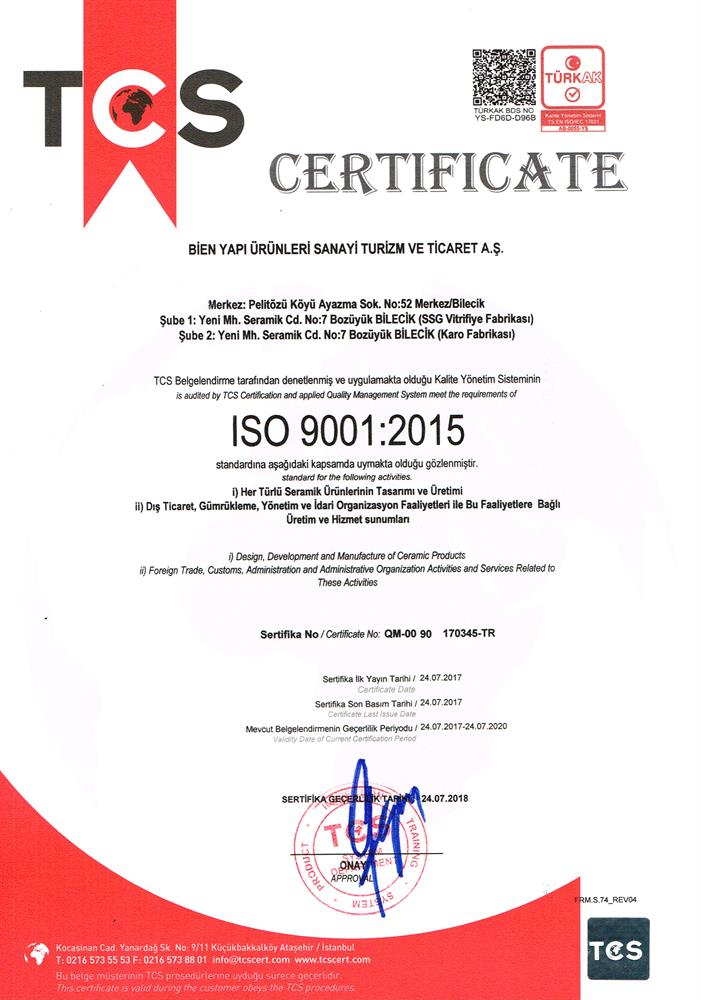 ISO 9001:2015 Quality Management Systems
